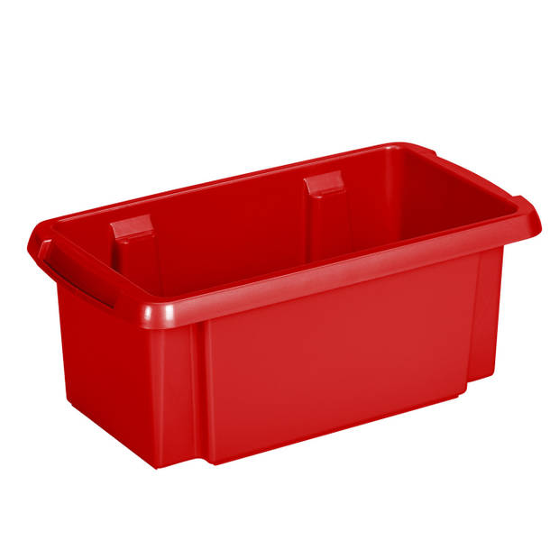 Sunware 4x opslagboxen kunststof 7 liter rood 38 x 21 x 14 cm met deksel - Opbergbox