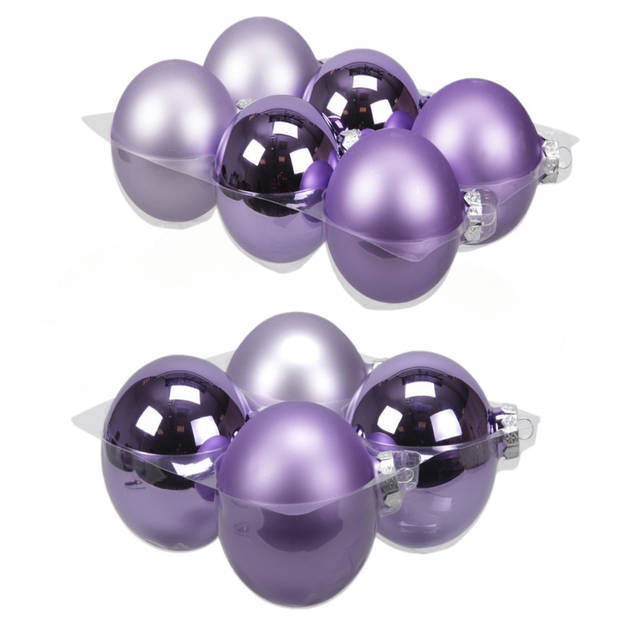 20x stuks glazen kerstballen amethyst paars 8 en 10 cm mat/glans - Kerstbal