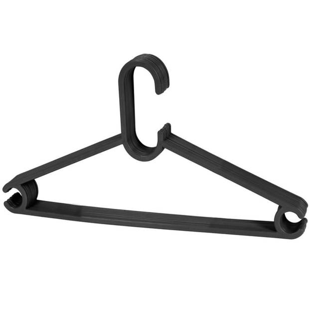 Storage Solutions kledinghangers - set van 20x - kunststof - zwart - Kledinghangers