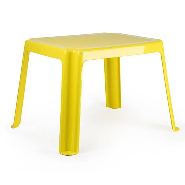 Forte Plastics Kinderstoelen 4x met tafeltje set - buiten/binnen - geel - kunststof - Kinderstoelen