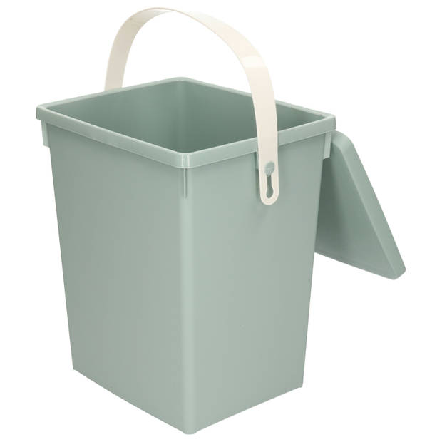 Excellent Houseware Gft afvalbakje voor aanrecht - 5,5L - klein - mintgroen - afsluitbaar - compostbakje - Prullenbakken