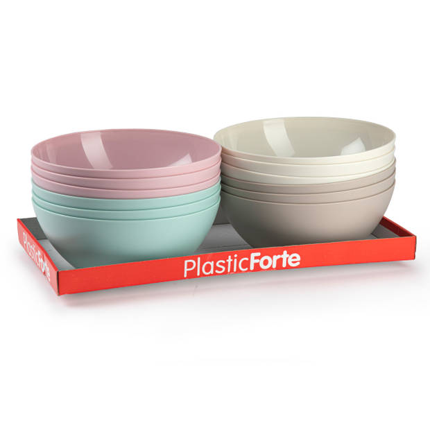 Plasticforte Serveerschaal/saladeschaal - D23 x H10 cm - kunststof - taupe - Serveerschalen