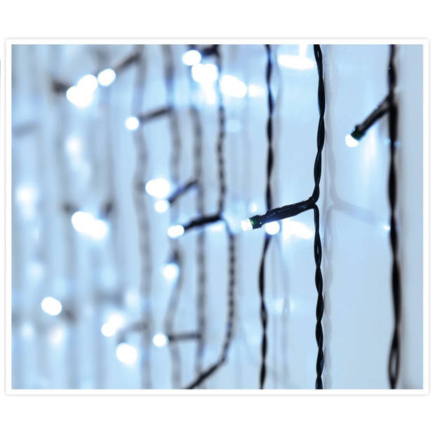 IJspegelverlichting helder wit buiten 180 lampjes met dakgoot haakjes - Kerstverlichting kerstboom