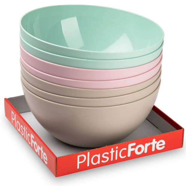Plasticforte Serveerschaal/saladeschaal - D28 x H14 cm - kunststof - mintgroen - Serveerschalen