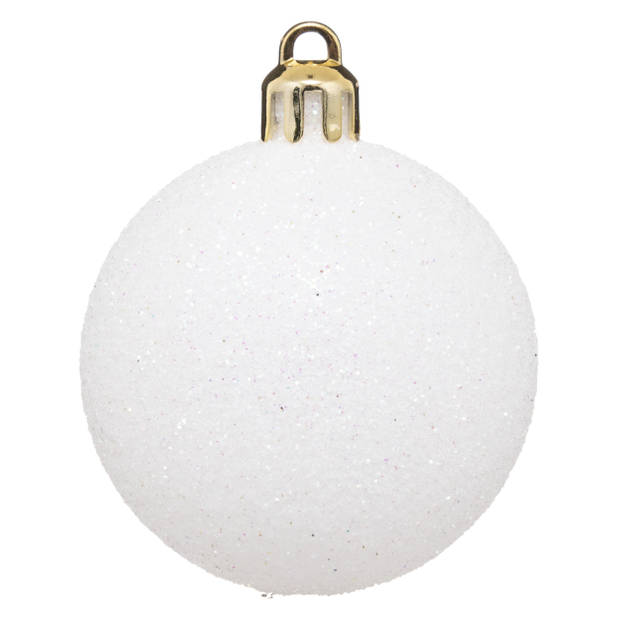 45x stuks kerstballen mix wit/rood/groen/champagne gedecoreerd kunststof 5 cm - Kerstbal