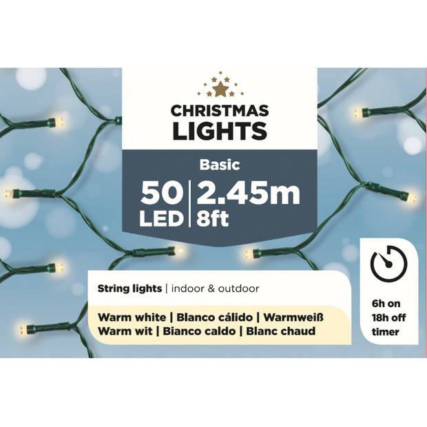 Lumineo Kerstverlichting - batterij - warm wit - buiten - 50 LEDs - Kerstverlichting kerstboom