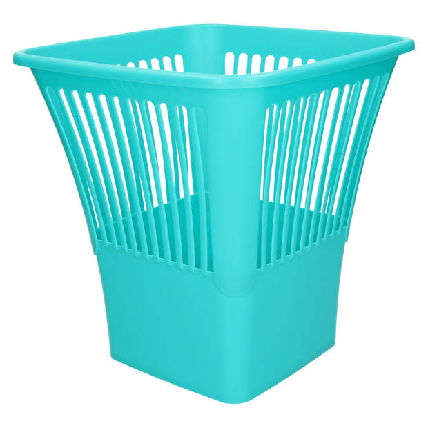 Plasticforte Afvalbak/vuilnisbak/kantoor prullenbak - 2x stuks - plastic - blauw - 30 cm - Prullenmanden