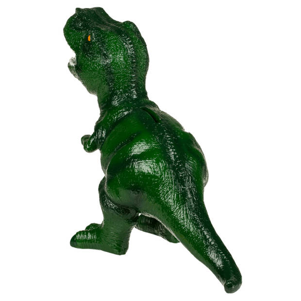 Out of the Blue Spaarpot Dinosaurus T-REX - groen - polyresin - 22 x 32 cm - met afsluitdop - Kinderen - Spaarpotten