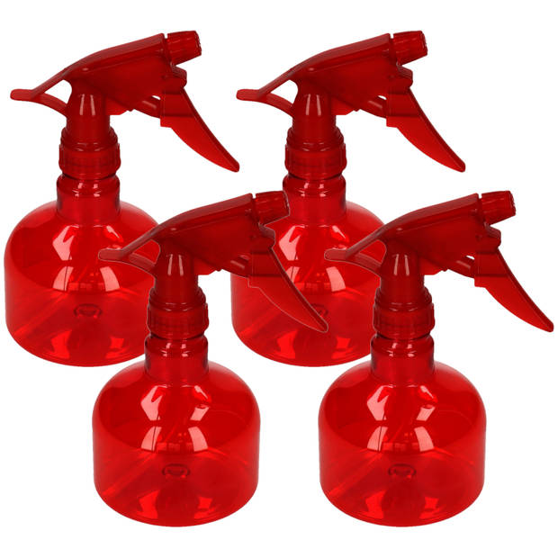 Plasticforte waterverstuiver/plantenspuit - 4x stuks - rood - 330 ml - Waterverstuivers