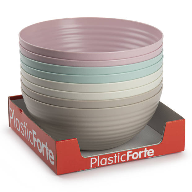 Plasticforte Serveerschaal/saladeschaal - 2x - D25 x H10.5 cm - kunststof - roze - Serveerschalen
