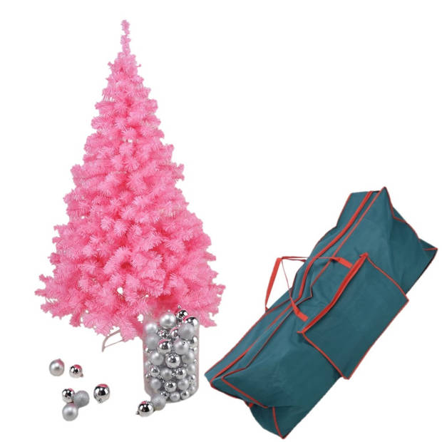 Roze kunst kerstboom/kunstboom 150 cm inclusief opbergzak - Kunstkerstboom