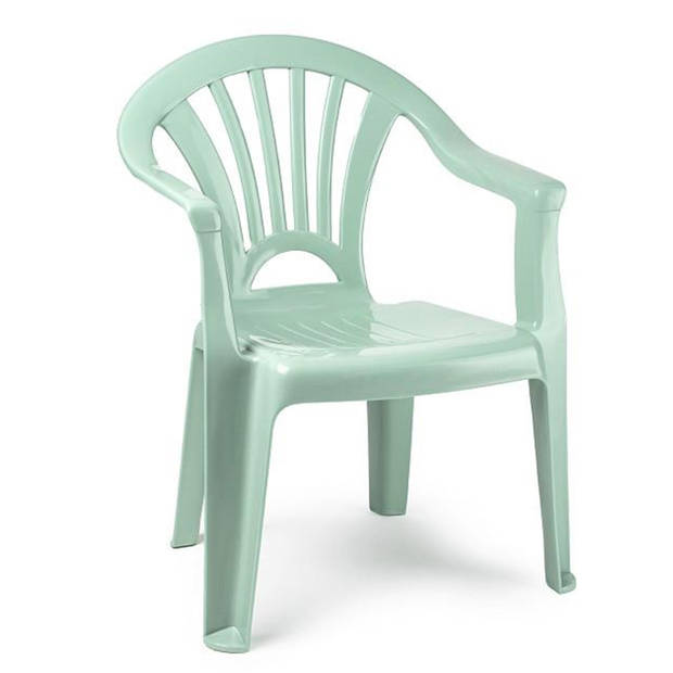 Forte Plastics Kinderstoelen 4x met tafeltje set - buiten/binnen - mintgroen - kunststof - Kinderstoelen