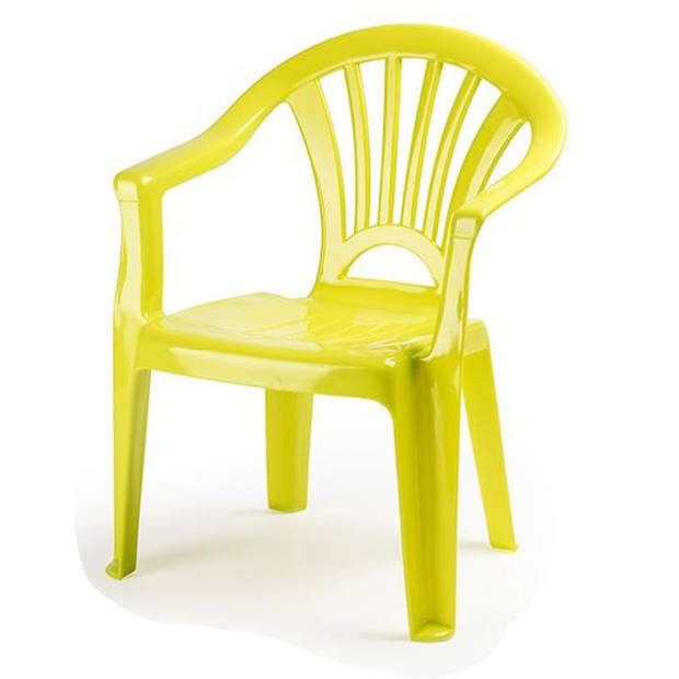 Forte Plastics Kinderstoelen 4x met tafeltje set - buiten/binnen - groen - kunststof - Kinderstoelen
