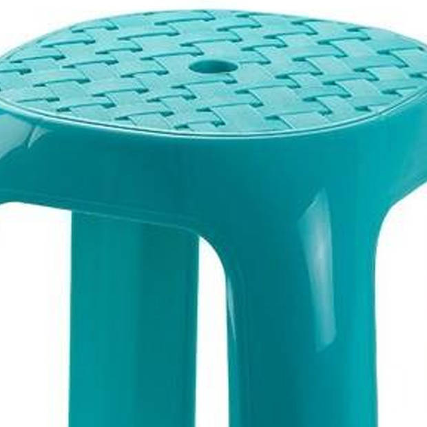 PlasticForte Keukenkrukje/opstapje - Handy Step - turquoise blauw - kunststof - 37 x 37 x 46 cm - Huishoudkrukjes