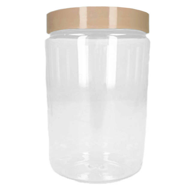 Voorraadpot/bewaarpot - 800 ml - kunststof - beige- B10 x H15 cm - Voorraadpot