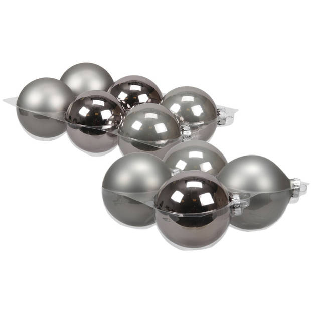 20x stuks glazen kerstballen titanium grijs 8 en 10 cm mat/glans - Kerstbal