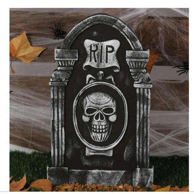 Horror kerkhof decoratie grafsteen RIP - 50 x 30 cm - Halloween - Feestdecoratievoorwerp