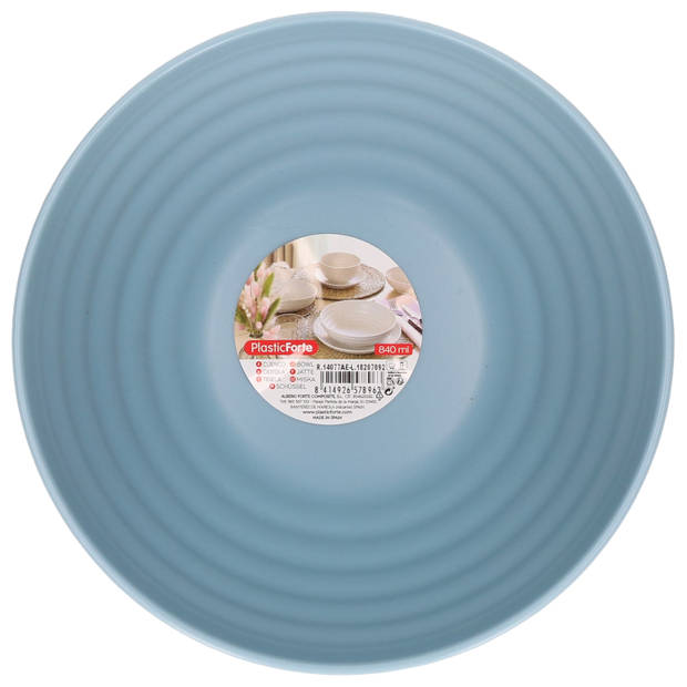 Plasticforte Kommetjes/schaaltjes - 6x - dessert/ontbijt - kunststof - D15 x 8 cm - ijsblauw - Kommetjes