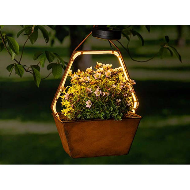 Hi Hangende bloempot met led verlichting - Solar hangende lamp - Metaal