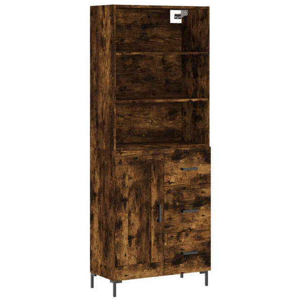 vidaXL Hoge kast 69,5x34x180 cm bewerkt hout gerookt eikenkleurig