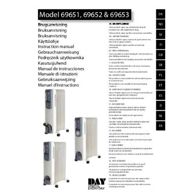 DAY Olieradiator - Elektrische Radiator - Verwarming - Bijverwarming - Radiatorkachel 1500 Watt - 3 Standen