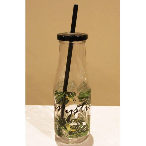 Drinkfles met deksel en rietje Mystic Jungle - 350 ml - 4 Stuks