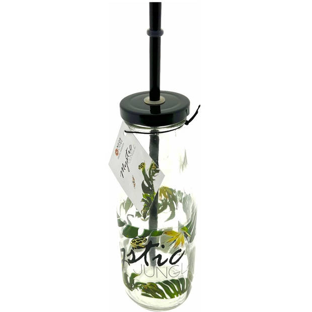 Drinkfles met deksel en rietje Mystic Jungle - 350 ml - 4 Stuks