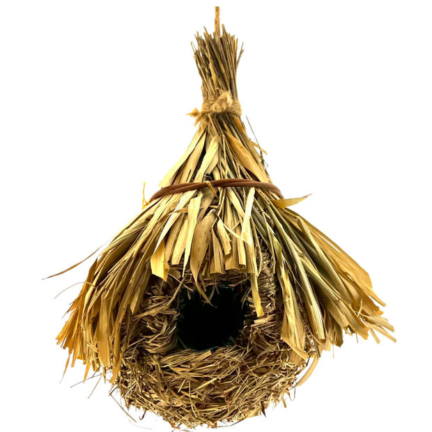 Vogelnest Vogelhuis van stro hangend - ca. Ø23 x 31 cm - 2 Stuks