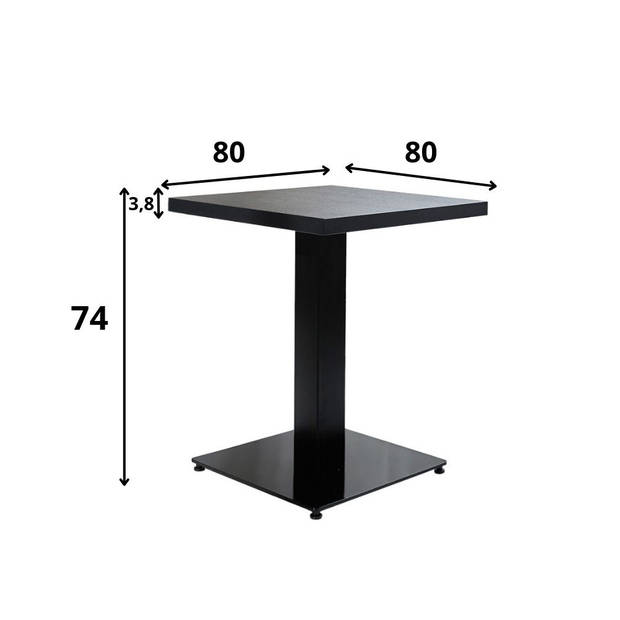 Bistrotafel Robin vierkant zwart 80x80 cm
