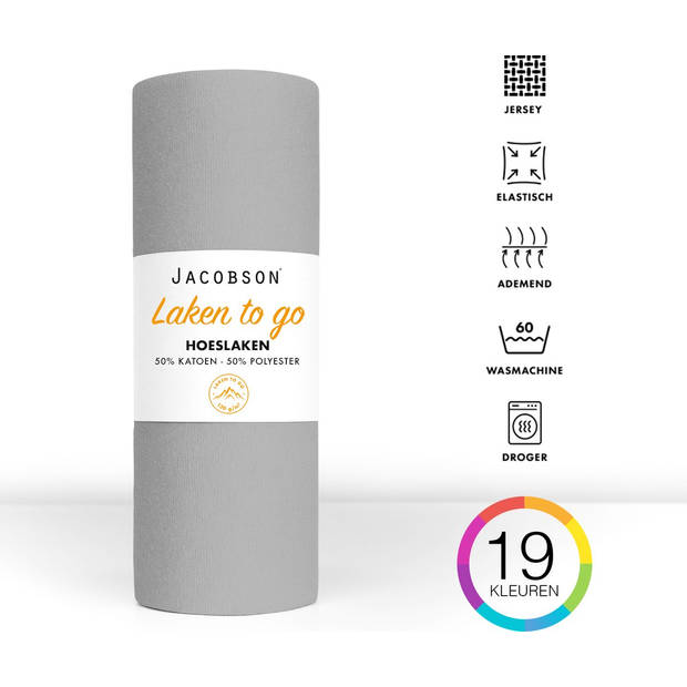 Jacobson - Hoeslaken - 100x200cm - Jersey Katoen - tot 23cm matrasdikte - Grijs