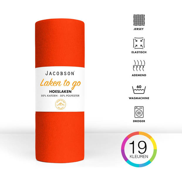 Jacobson - Hoeslaken - 100x200cm - Jersey Katoen - tot 23cm matrasdikte - Oranje