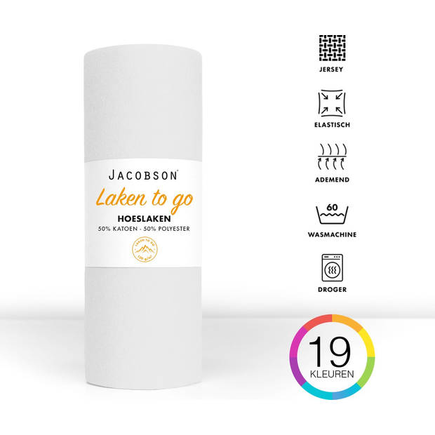 Jacobson - Hoeslaken - 180x200cm - Jersey Katoen - tot 25cm matrasdikte - Wit