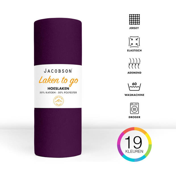 Jacobson - Hoeslaken - 90x200cm - Jersey Katoen - tot 25cm matrasdikte - Paars
