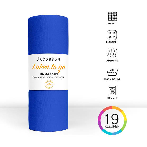 Jacobson - Hoeslaken - 90x200cm - Jersey Katoen - tot 25cm matrasdikte - Koningsblauw