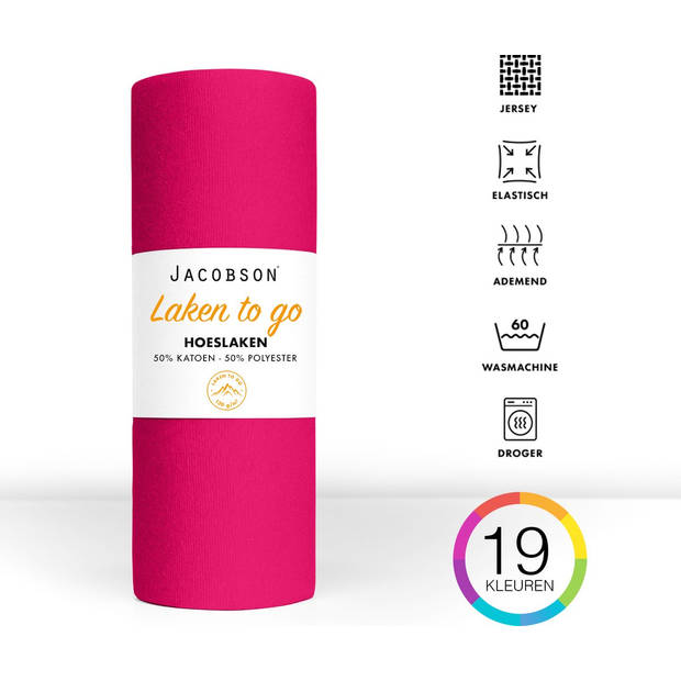 Jacobson - Hoeslaken - 90x200cm - Jersey Katoen - tot 25cm matrasdikte - Felroze