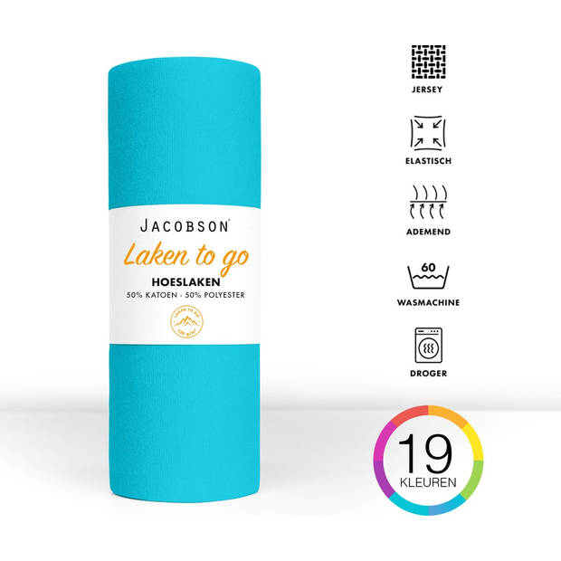 Jacobson - Hoeslaken - 90x200cm - Jersey Katoen - tot 25cm matrasdikte - Turquoise