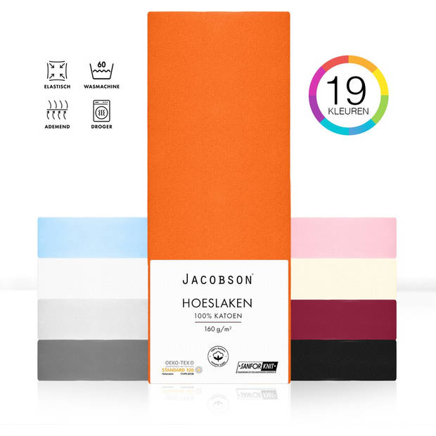 Jacobson PREMIUM - Jersey Hoeslaken - 140x200cm - 100% Katoen - tot 25cm matrasdikte - Oranje