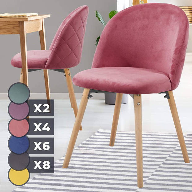 MIADOMODO Eetkamerstoelen, set van 2 stuks, roze