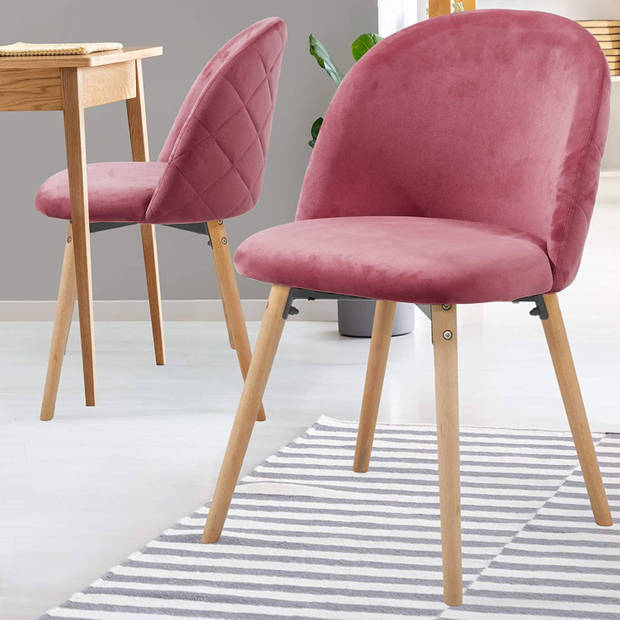 MIADOMODO Eetkamerstoelen, set van 2 stuks, roze