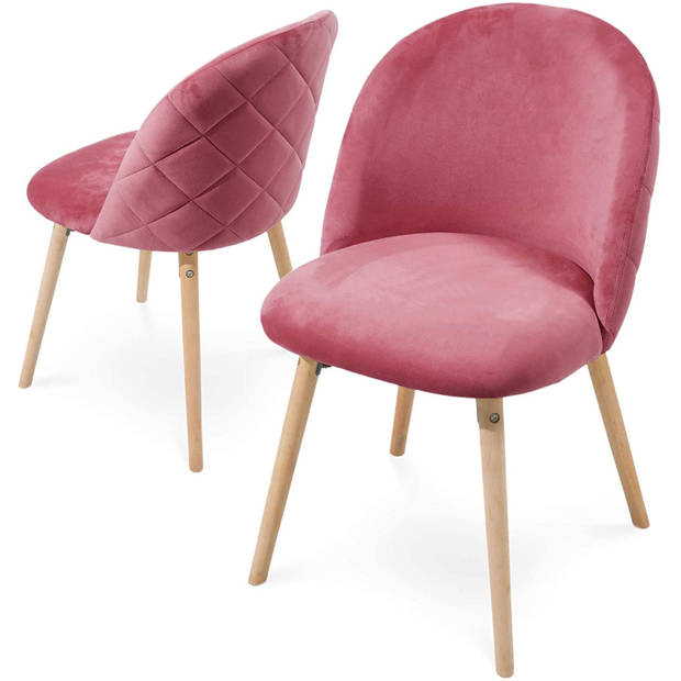 MIADOMODO Eetkamerstoelen, set van 2 stuks, roze