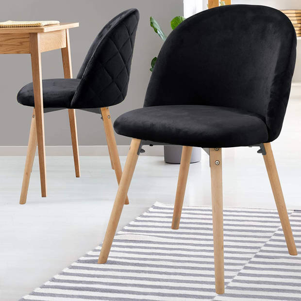 MIADOMODO Eetkamerstoelen, set van 2 stuks, zwart