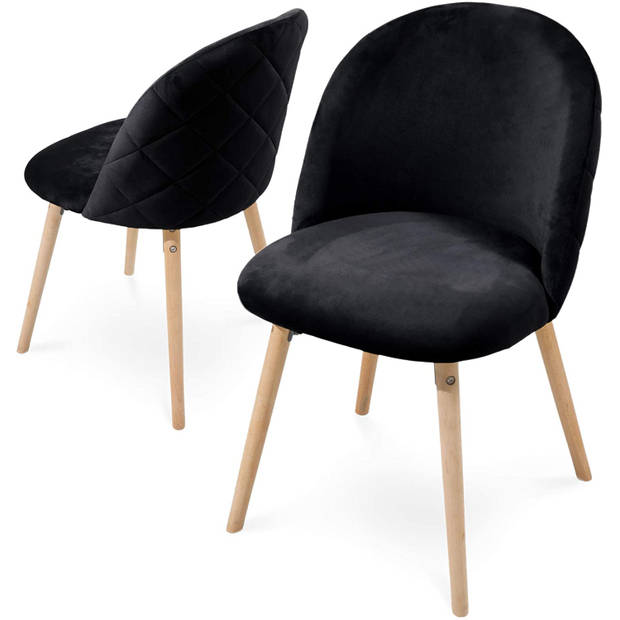 MIADOMODO Eetkamerstoelen, set van 2 stuks, zwart