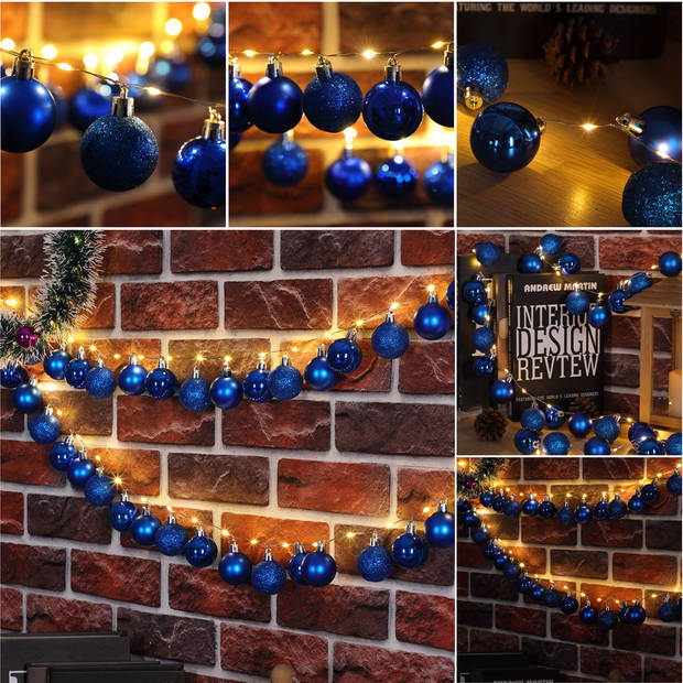 Casaria Kerstboomballenverlichting - Kerstslinger 40-LED - Blauw - 2m