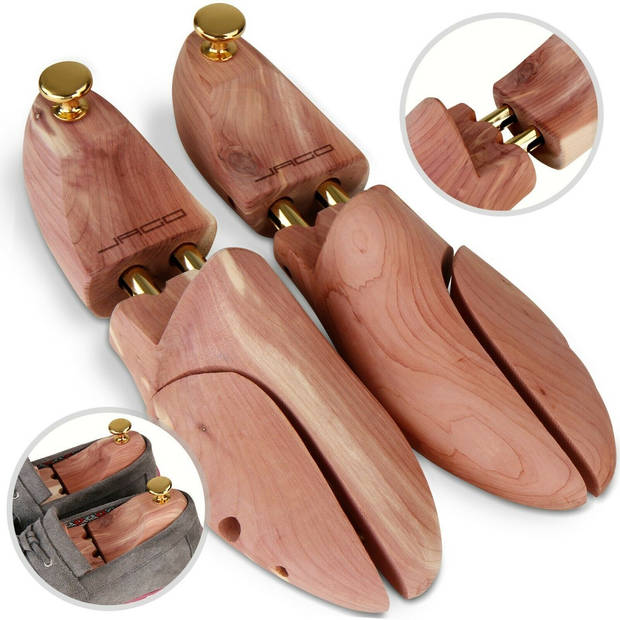 Jago- Schoenspanner van hout, maat 45-46, cederhout en aluminium, met spiraalveer - schoenenrekker, schoenvorm