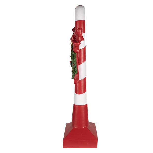 Clayre & Eef Kerstdecoratie Beeld Zuurstok 100 cm Rood Wit Polyresin Kerstfiguren Rood Kerstfiguren