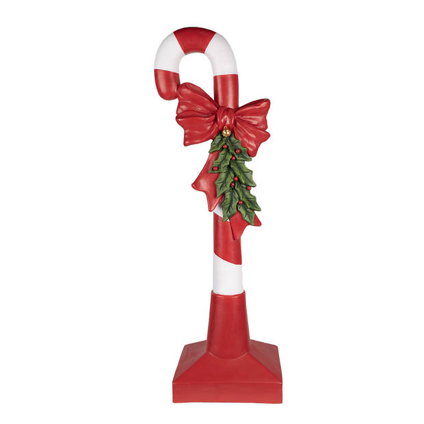 Clayre & Eef Kerstdecoratie Beeld Zuurstok 100 cm Rood Wit Polyresin Kerstfiguren Rood Kerstfiguren