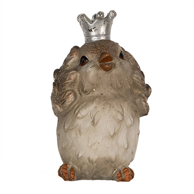 HAES DECO - Decoratie Beeld Vogel 8 cm Beige Polyresin