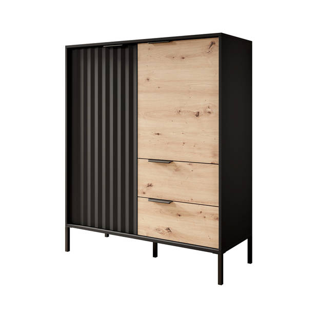 Meubella Dressoir Ramirez - Zwart - Eiken - 103 cm