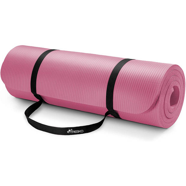 Tresko- Yogamat Roze, fitnessmat, sportmat, 185 x 60 x 1 cm
