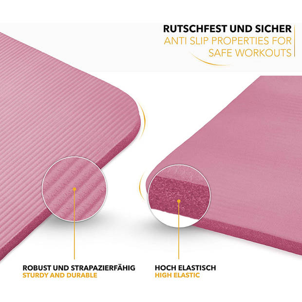 Tresko- Yogamat Roze, fitnessmat, sportmat, 185 x 60 x 1 cm